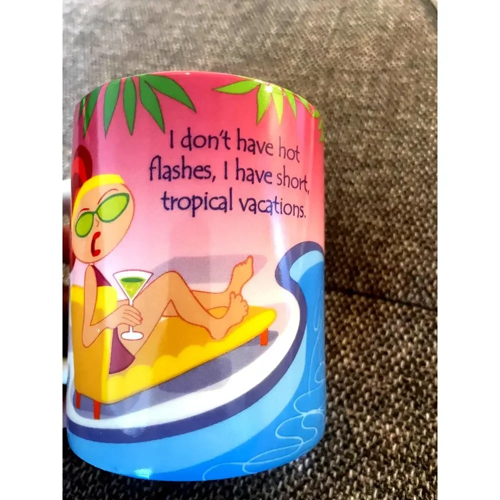 New Cape Shore set of 2 funny tropical coffee mugs colorful novelty cups